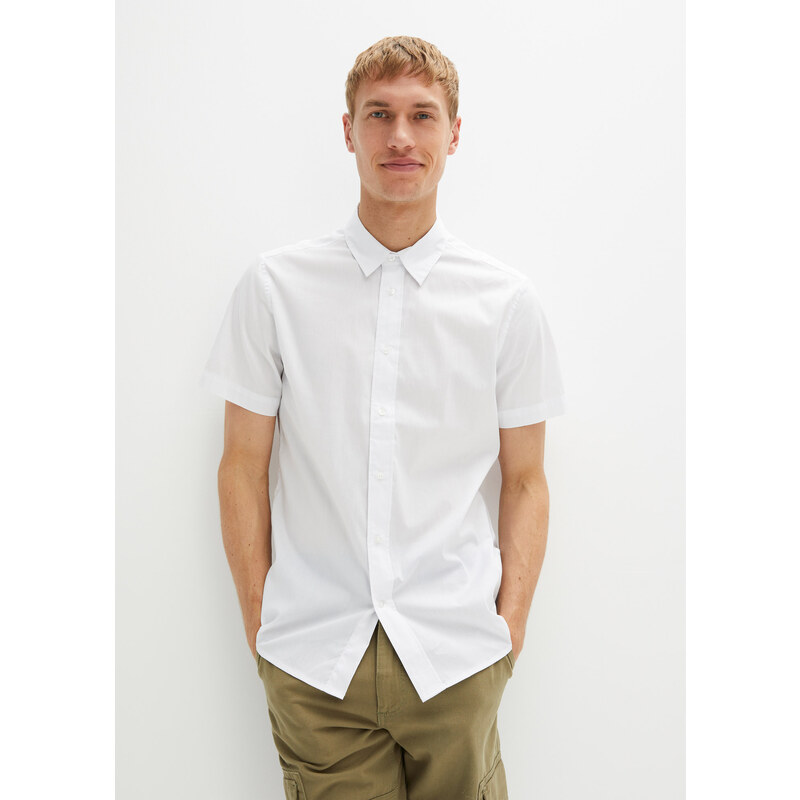bonprix Košile Slim Fit, krátký rukáv bílá Muž