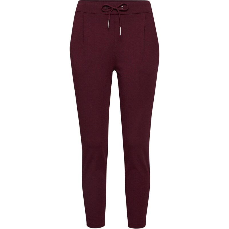 VERO MODA Kalhoty se sklady v pase Eva vínově červená