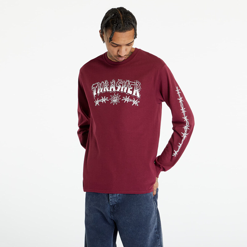 Pánské tričko Thrasher Barbed Wire Longsleeve Maroon