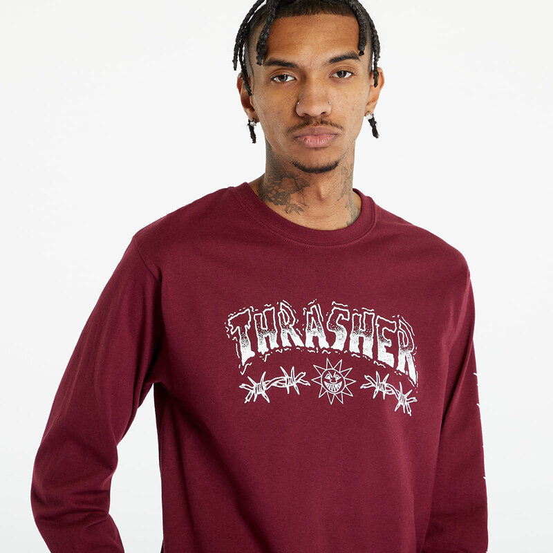 Pánské tričko Thrasher Barbed Wire Longsleeve Maroon