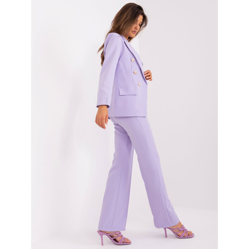 ITALY MODA Světle fialový elegantní komplet saka a kalhot -light purple Fialová