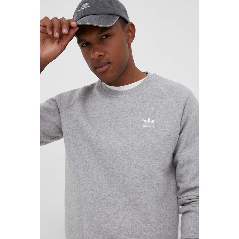 Mikina adidas Originals Trefoil Essentials pánská, šedá barva, melanžová, IM4537