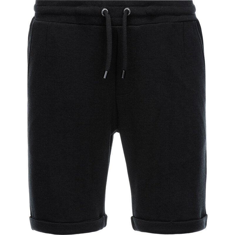 Ombre Clothing Pánské pletené šortky s elastickým pasem - černé V2 OM-SRCS-0107