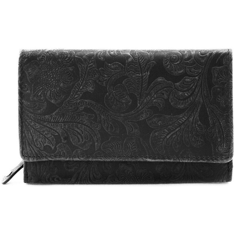 Černá dámská střední kožená peněženka s klopnou Aspasia
