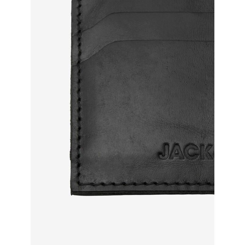Černé pánské kožené pouzdro na kreditní karty Jack & Jones Side - Pánské