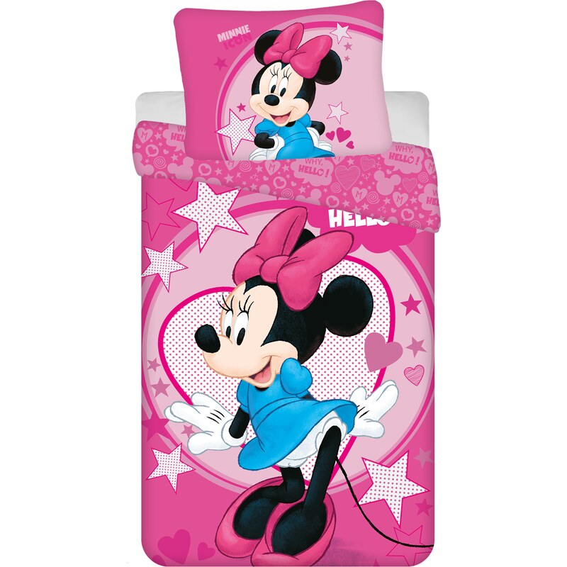 Jerry Fabrics Povlečení z mikrovlákna 140x200 + 70x90 cm - Mickey a Minnie "Hello"