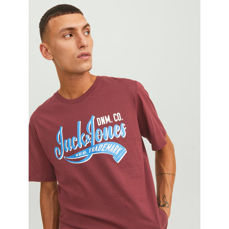 Jack and Jones Tričko Logo tmavě červené