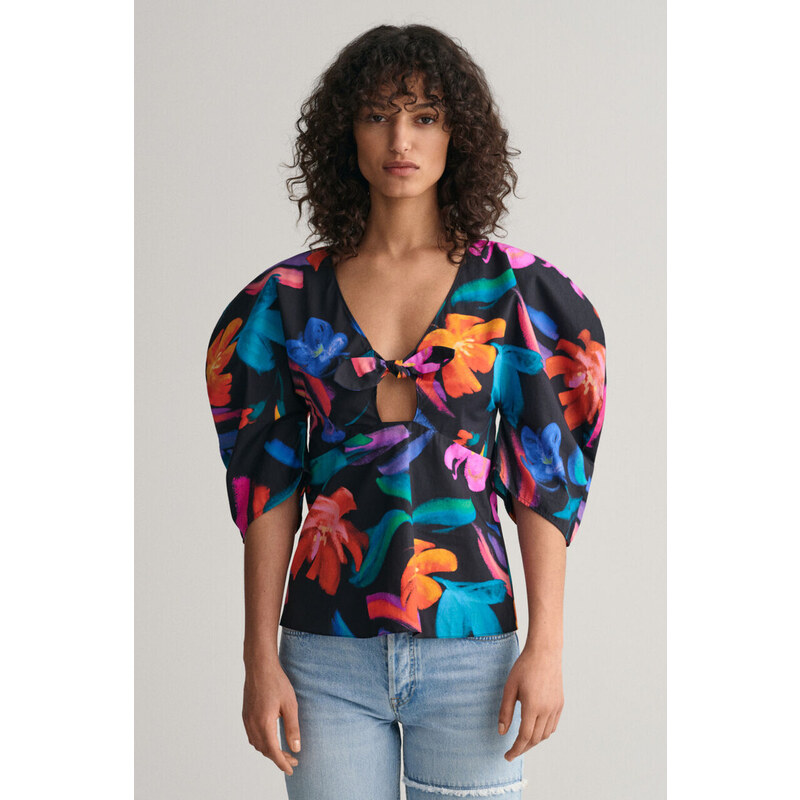 KOŠILE GANT FLORAL PRINT VOLUME SLEEVE BLOUSE černá 34