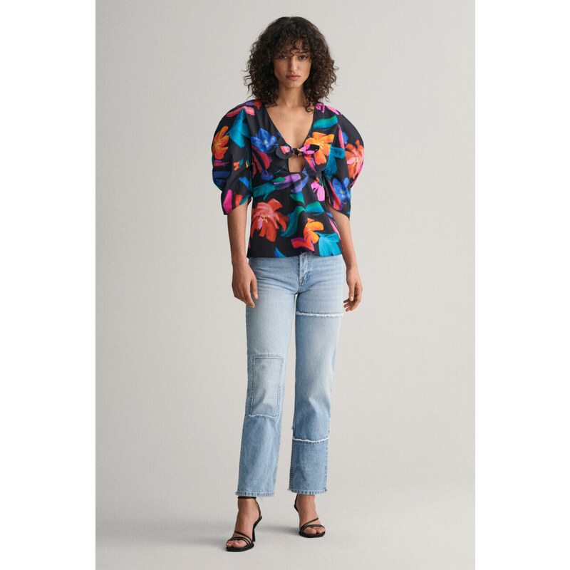 KOŠILE GANT FLORAL PRINT VOLUME SLEEVE BLOUSE černá 34