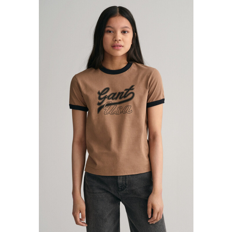 TRIČKO GANT CROPPED GANT USA SS T-SHIRT hnědá 122/128