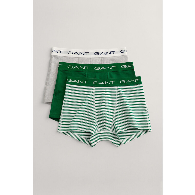 SPODNÍ PRÁDLO GANT STRIPE TRUNK 3-PACK zelená S