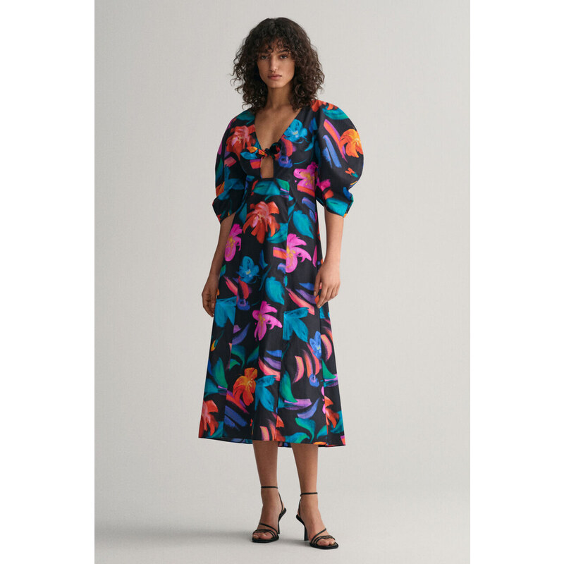 ŠATY GANT FLORAL PRINT VOLUME SLEEVE DRESS černá 32