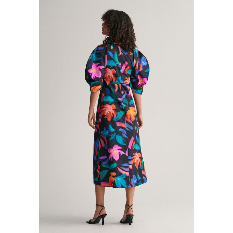 ŠATY GANT FLORAL PRINT VOLUME SLEEVE DRESS černá 32