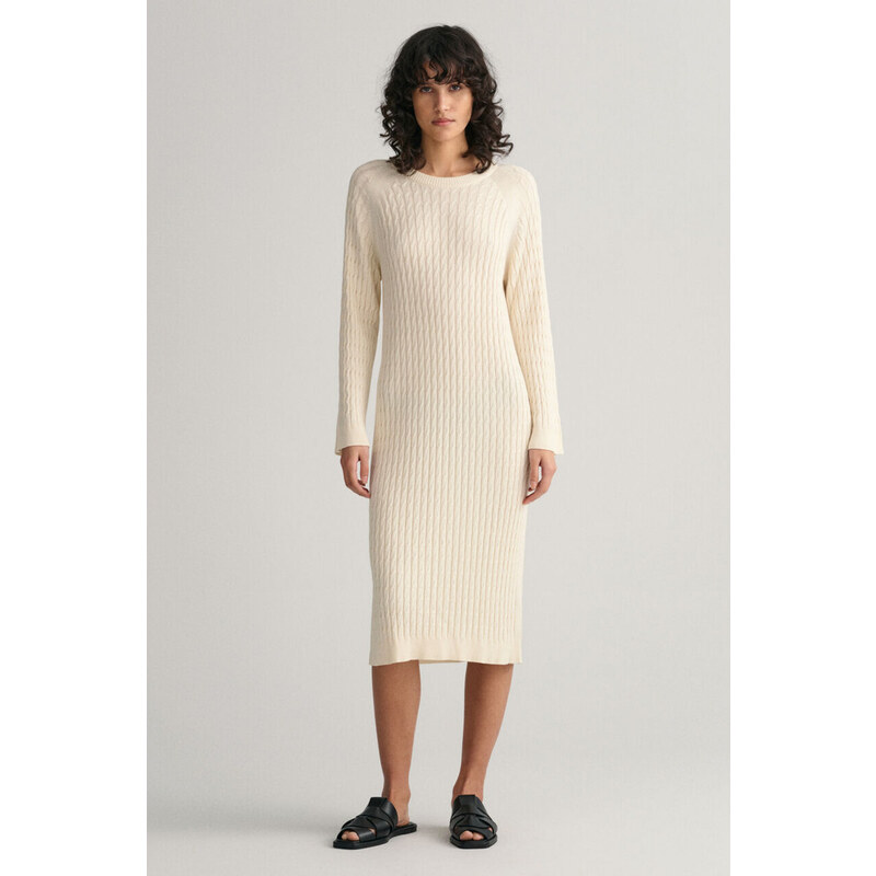 ŠATY GANT CABLE C-NECK DRESS bílá S