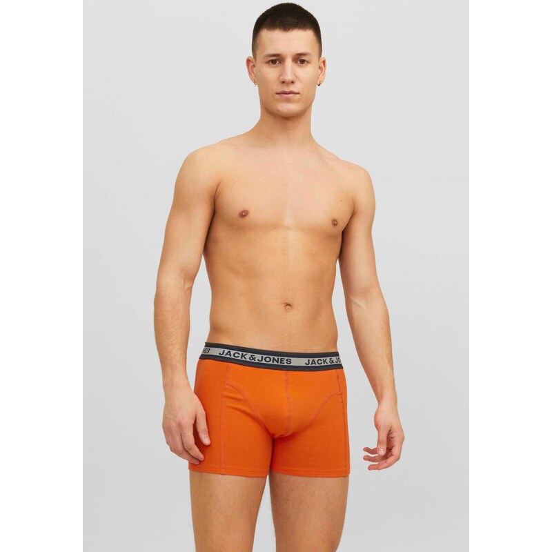 JACK & JONES Boxerky 'MYLE' námořnická modř / šedá / oranžová / bílá