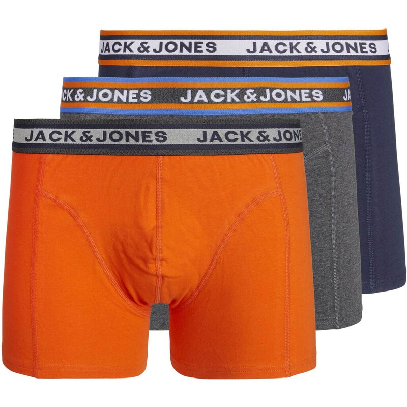 JACK & JONES Boxerky 'MYLE' námořnická modř / šedá / oranžová / bílá