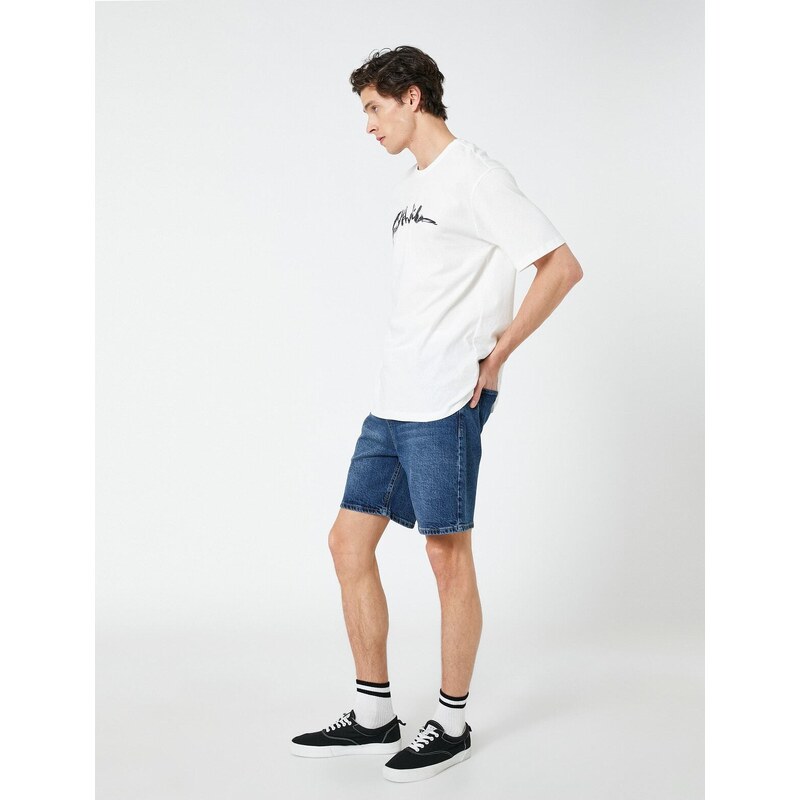 Koton Oversized Denim Shorts With Pocket Detail Buttoned Cotton