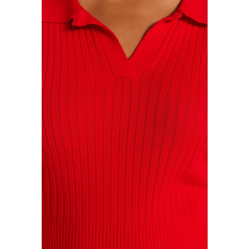 Trendyol Curve Red Polo Neck Knitwear Dress