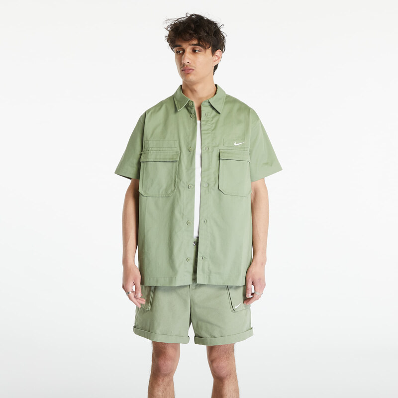 Pánská košile Nike Life Men's Woven Military Short-Sleeve Button-Down Shirt Oil Green/ White