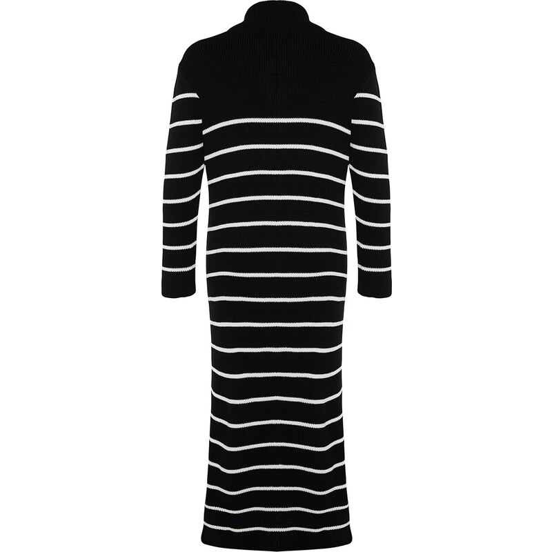 Trendyol černé pruhované zipové podrobné pletené šaty