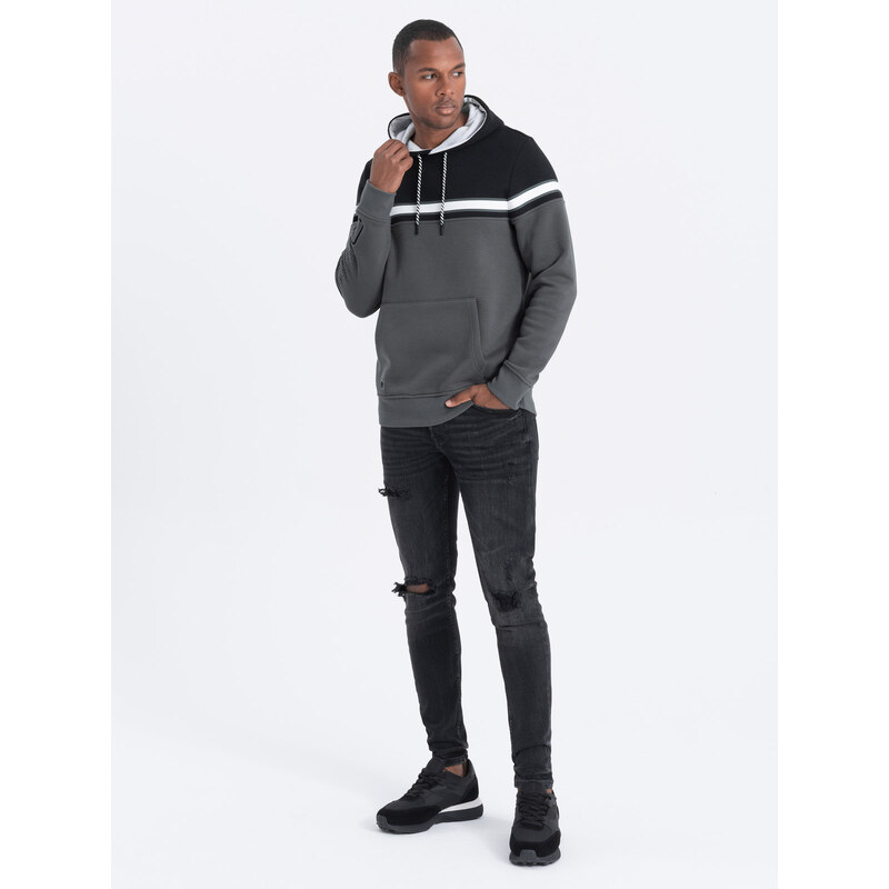 Ombre Men's tri-color hoodie - gray