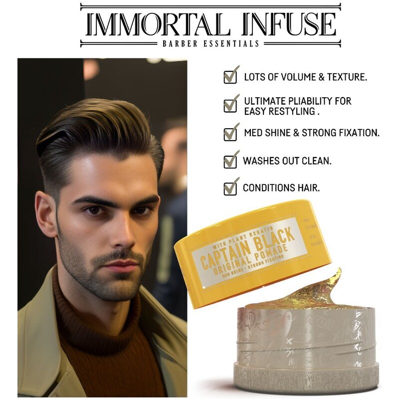 Immortal Infuse Captain Black Original Pomade pomáda na vlasy s keratinem 150 ml