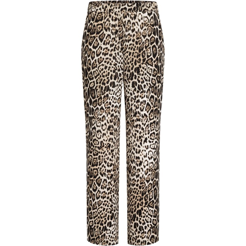 Hnědé kalhoty Cambio April s leopardím vzorem