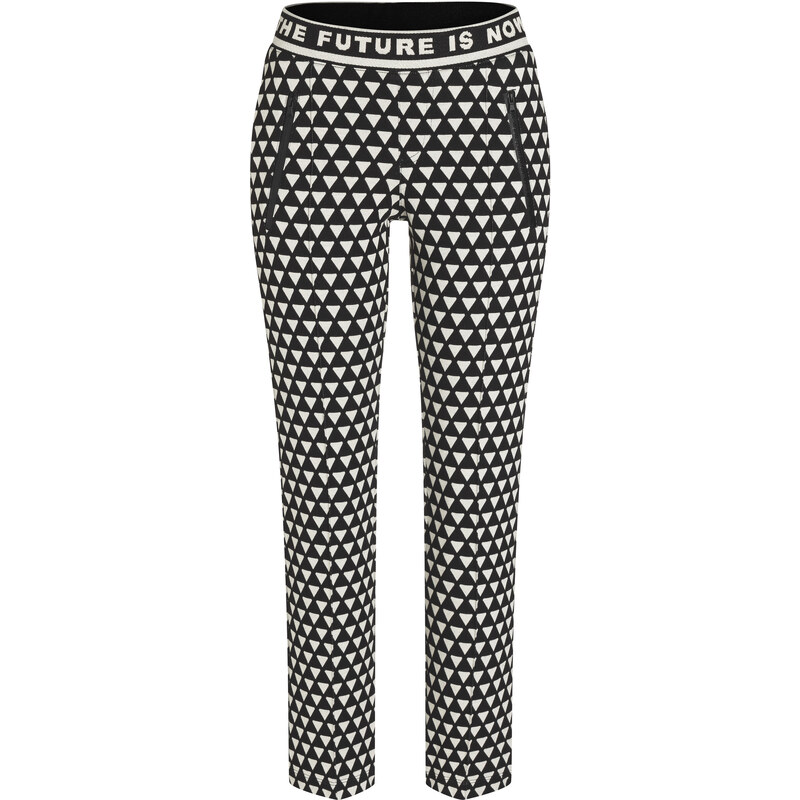 Černo-bílé extravagantní kalhoty Cambio Ranee s geometrickým vzorem
