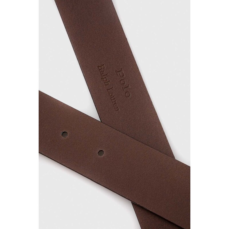Kožený pásek Polo Ralph Lauren pánský, hnědá barva, 405913732