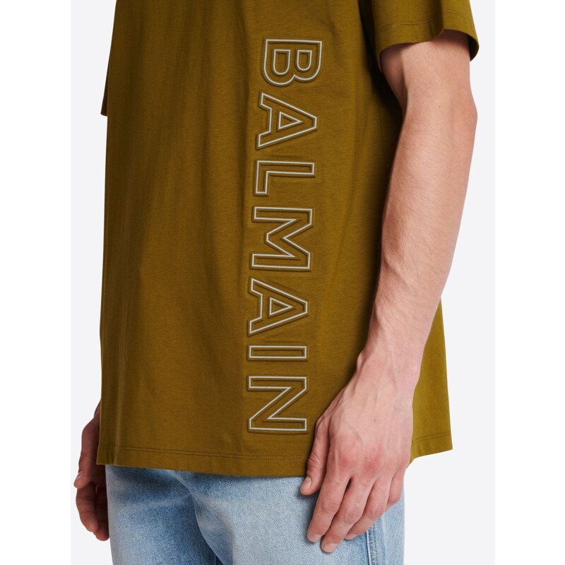 BALMAIN Aside Logo Khaki tričko