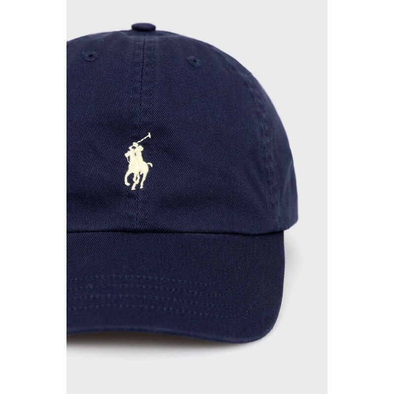 Bavlněná čepice Polo Ralph Lauren tmavomodrá barva, hladká