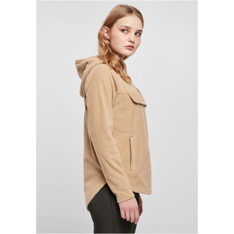 URBAN CLASSICS Ladies Polar Fleece Pull Over Hoody - unionbeige