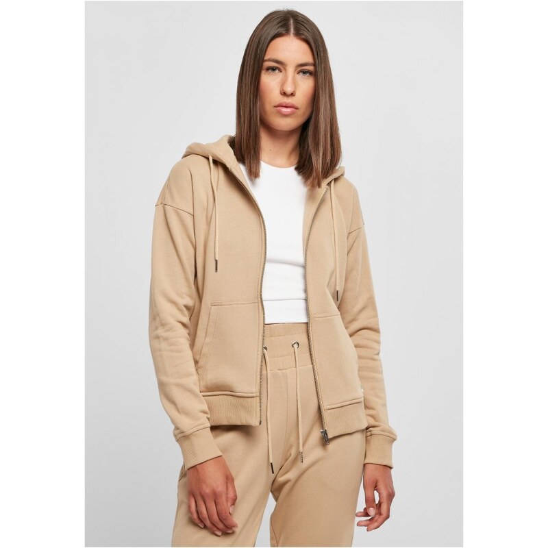 URBAN CLASSICS Ladies Organic Terry Zip Hoody - unionbeige