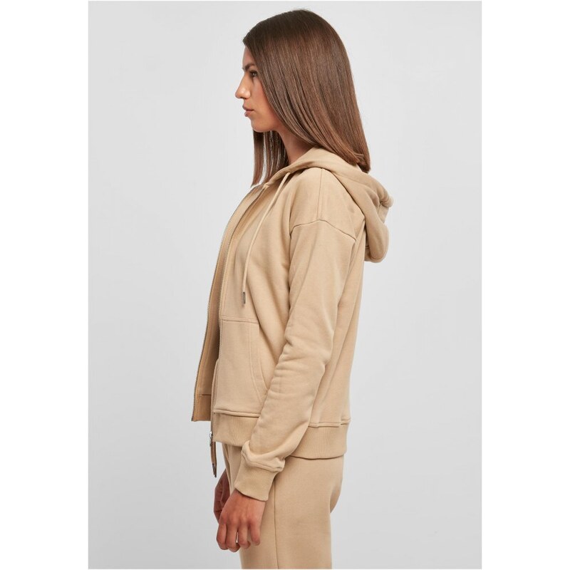 URBAN CLASSICS Ladies Organic Terry Zip Hoody - unionbeige