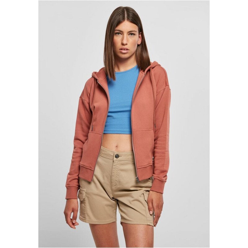 URBAN CLASSICS Ladies Organic Terry Zip Hoody - terracotta