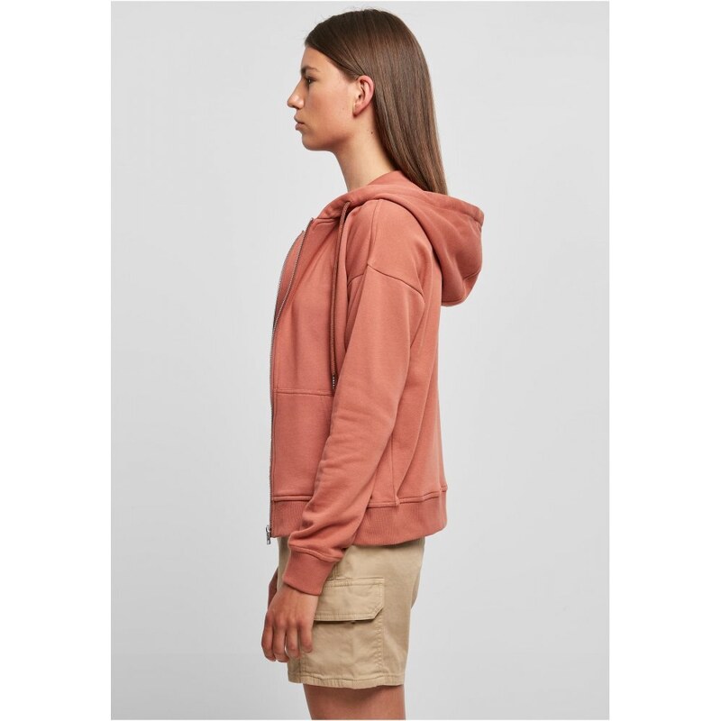 URBAN CLASSICS Ladies Organic Terry Zip Hoody - terracotta