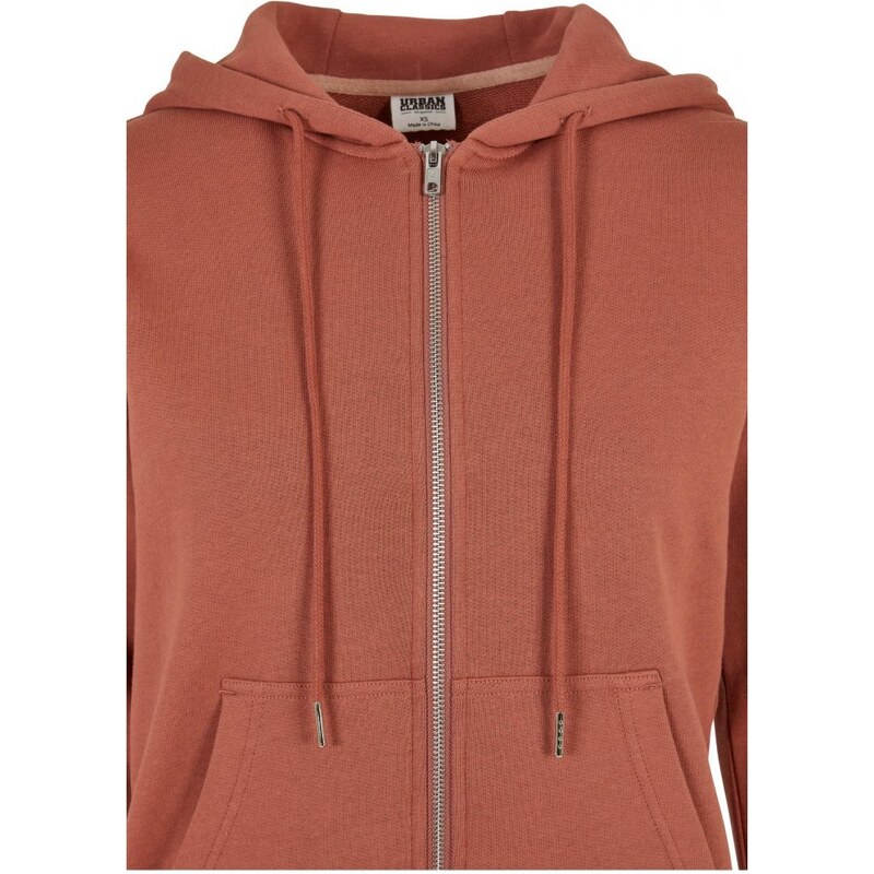 URBAN CLASSICS Ladies Organic Terry Zip Hoody - terracotta