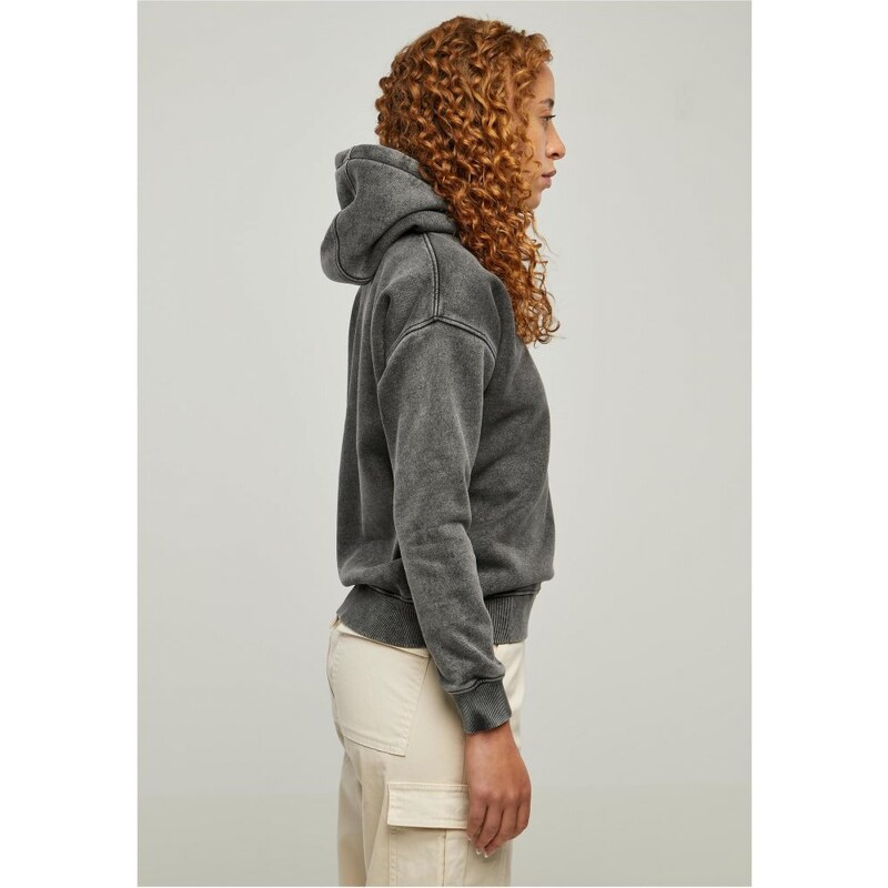URBAN CLASSICS Ladies Stone Washed Hoody - black