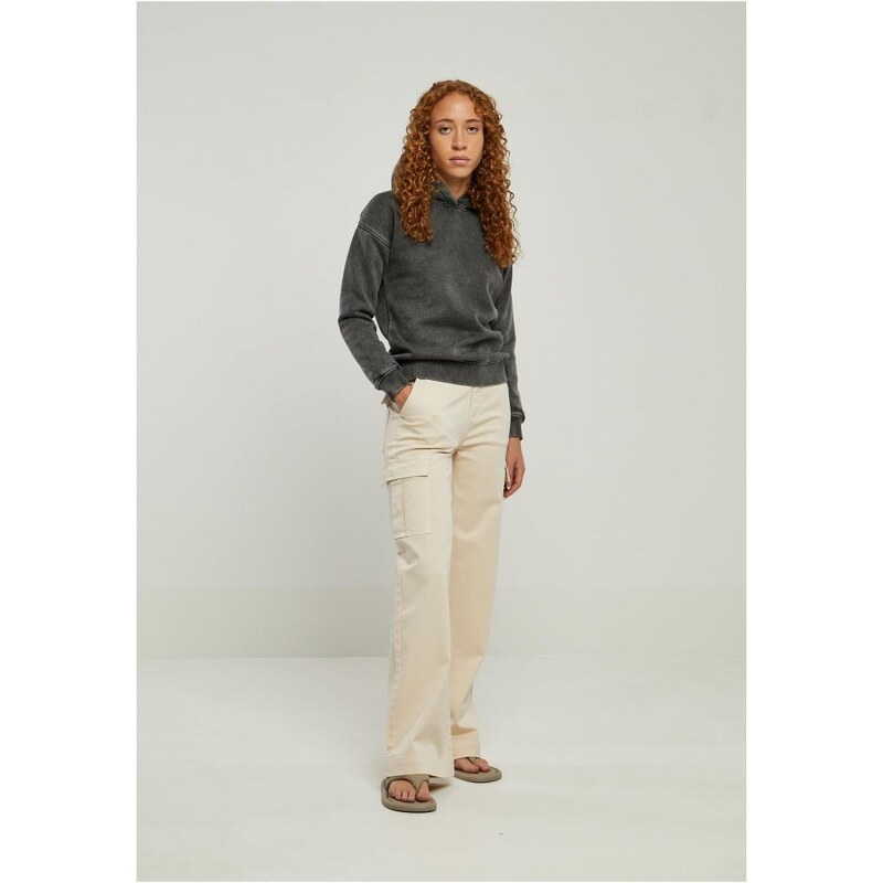 URBAN CLASSICS Ladies Stone Washed Hoody - black