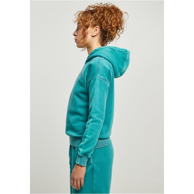 URBAN CLASSICS Ladies Stone Washed Hoody - watergreen