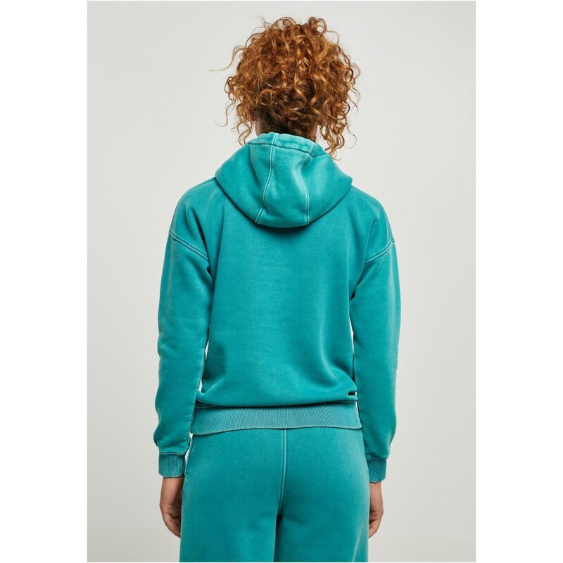 URBAN CLASSICS Ladies Stone Washed Hoody - watergreen