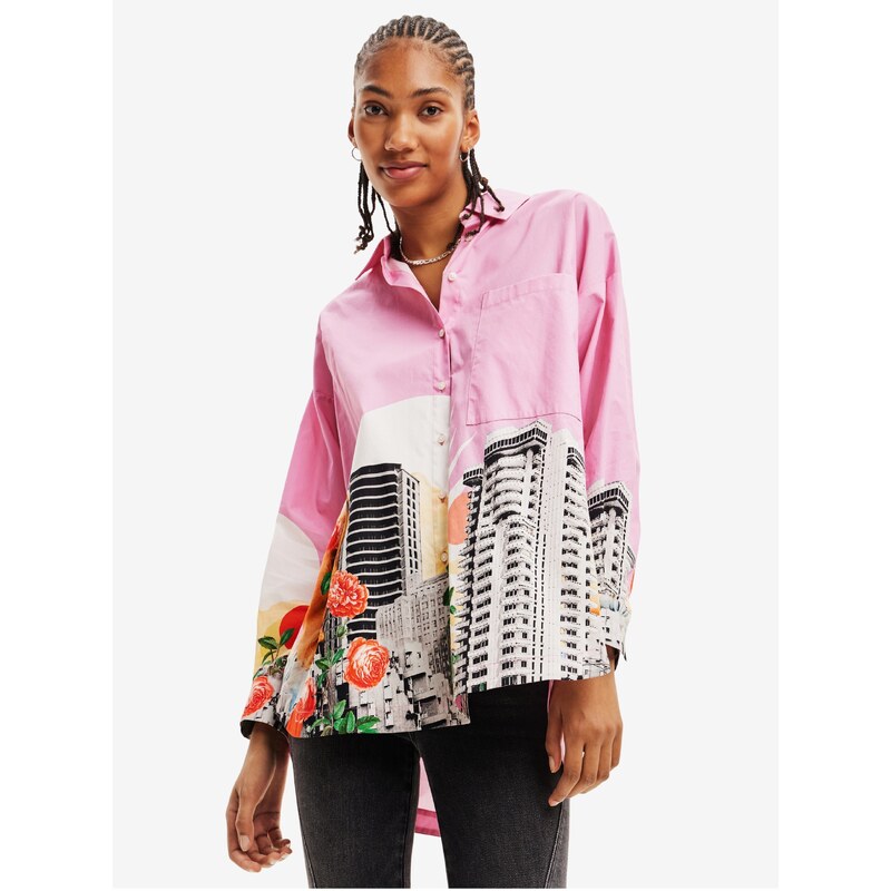Růžová dámská vzorovaná košile Desigual Bolonia - Dámské