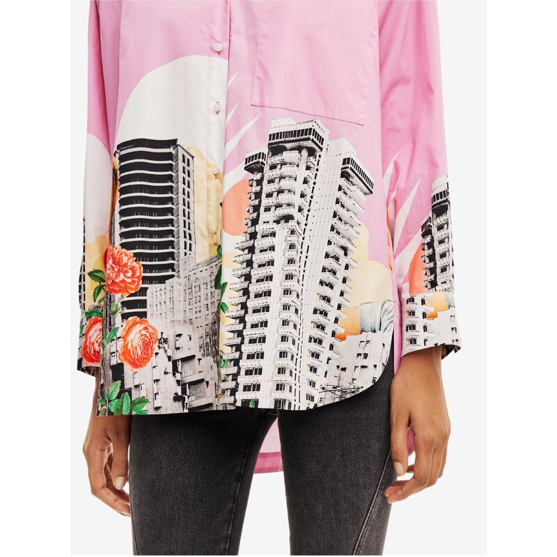 Růžová dámská vzorovaná košile Desigual Bolonia - Dámské
