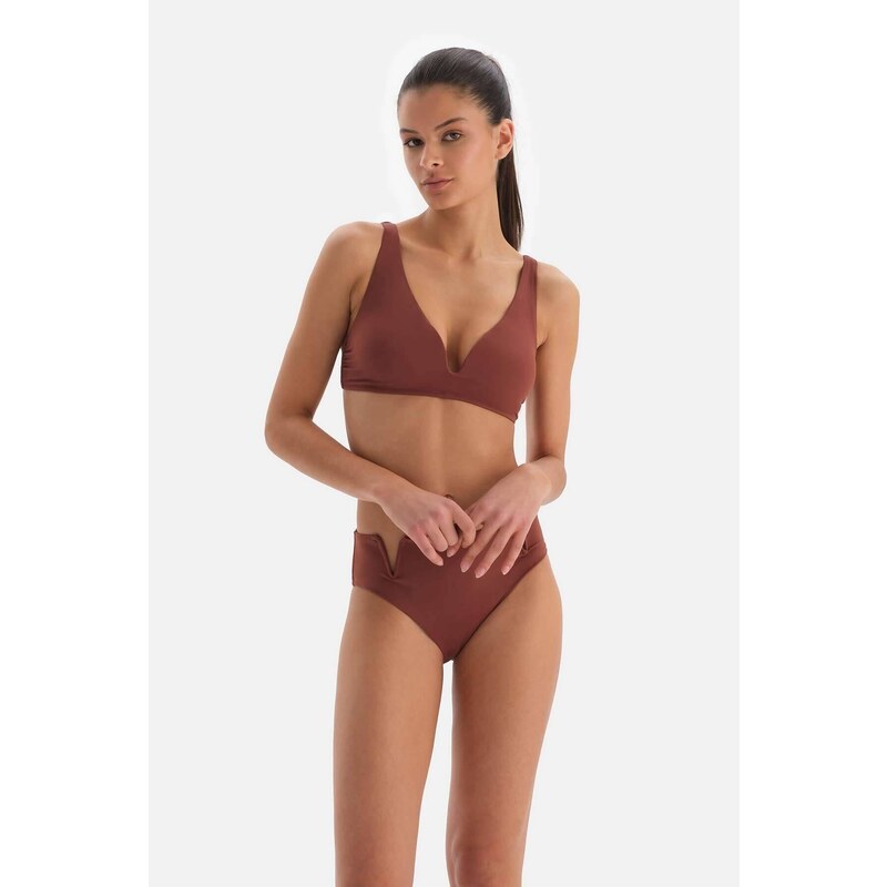 Dagi Brown Triangle Wide V Wire Wire Bikiny Top 107064088