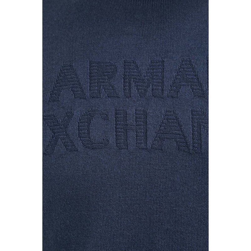 Vlněný svetr Armani Exchange pánský, tmavomodrá barva, lehký