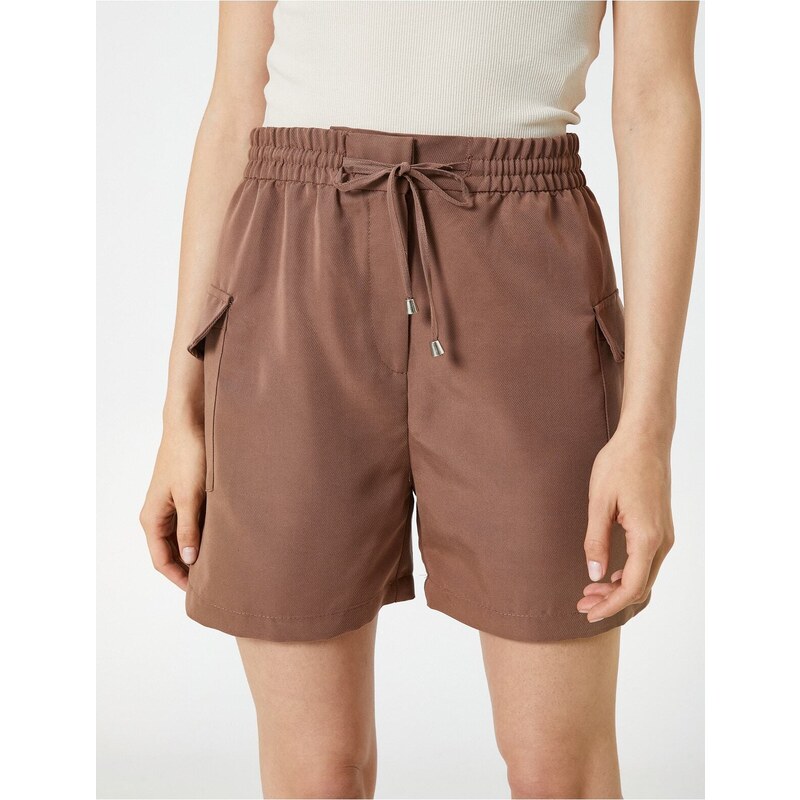 Koton Cargo Pocket Shorts with Tie Waist Modal Blend