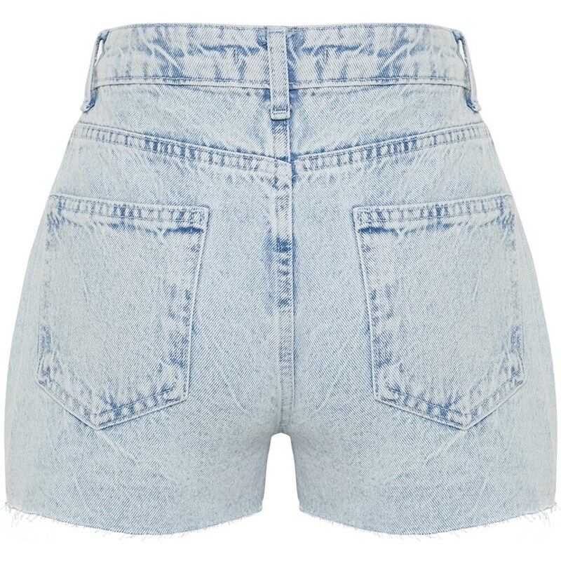 Trendyol Light Blue High Waist Denim Shorts