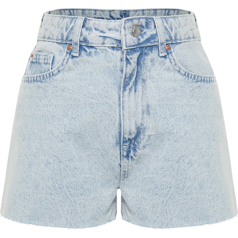 Trendyol Light Blue High Waist Denim Shorts