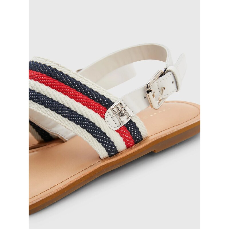 Tommy Hilfiger Modro-bílé dámské vzorované sandály s koženými detaily Tommy Hilfige - Dámské