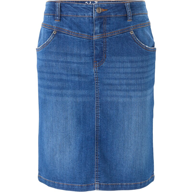bonprix Strečová džínová sukně Modrá